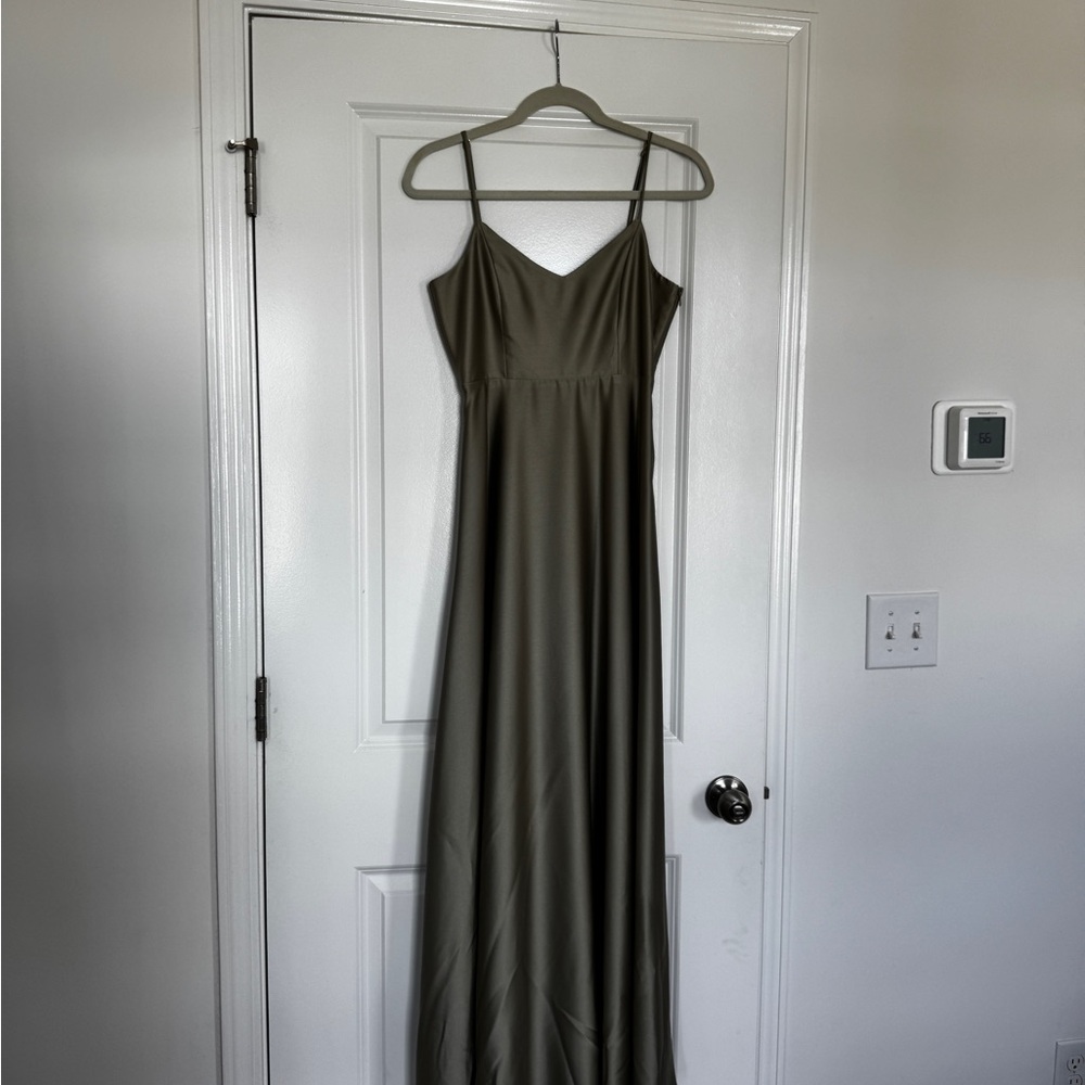 Show Me Your MuMu Faith Maxi Dress ~ Moss Green Luxe Satin